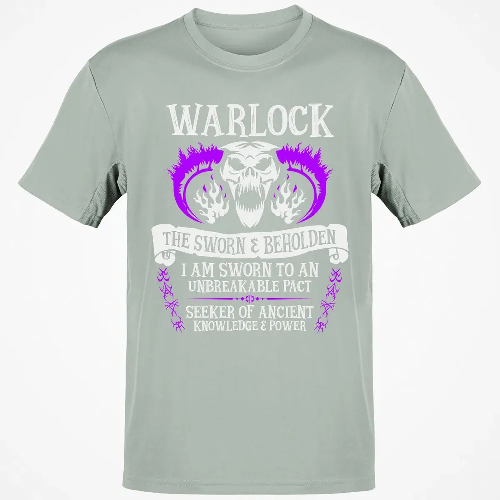 WARLOCK, THE SWORN AND BEHOLDEN   (White Text) Classic Unisex T-Shirt - 3