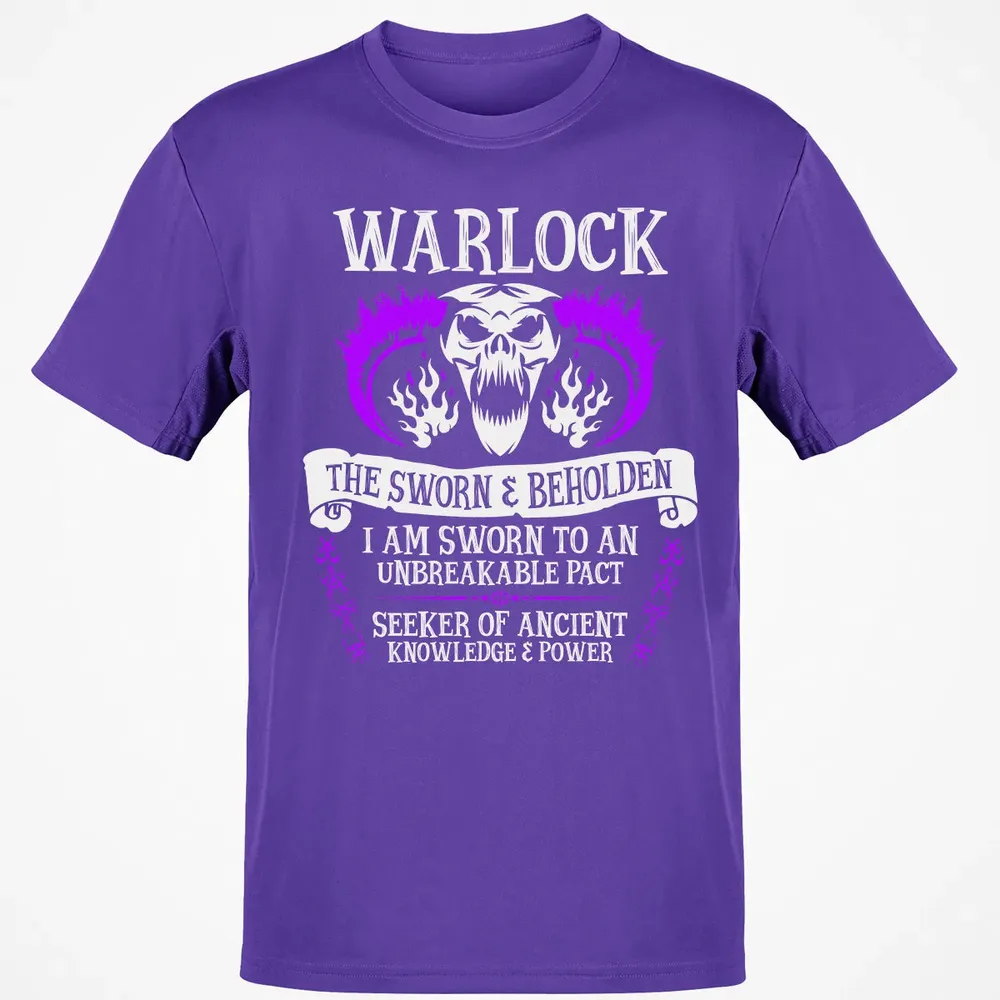 WARLOCK, THE SWORN AND BEHOLDEN   (White Text) Classic Unisex T-Shirt - 10