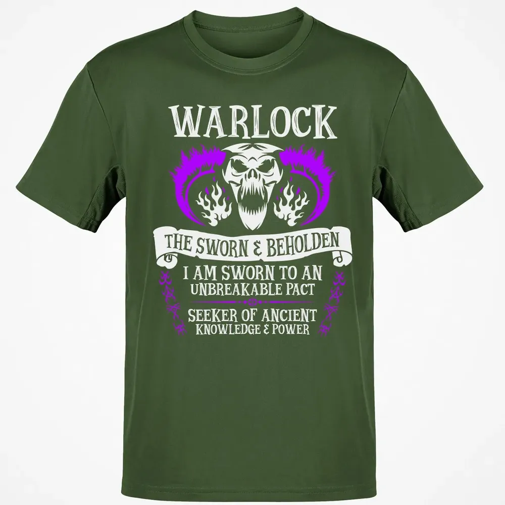 WARLOCK, THE SWORN AND BEHOLDEN   (White Text) Classic Unisex T-Shirt - 7