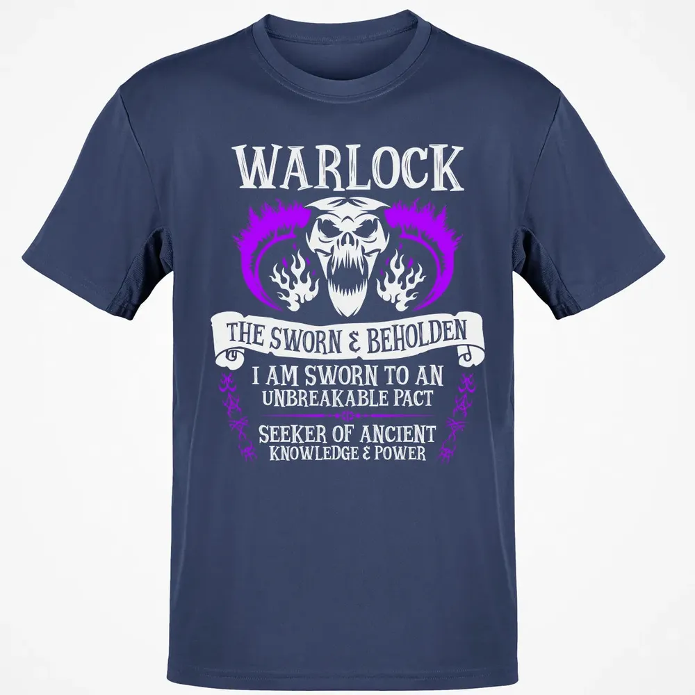 WARLOCK, THE SWORN AND BEHOLDEN   (White Text) Classic Unisex T-Shirt - 8