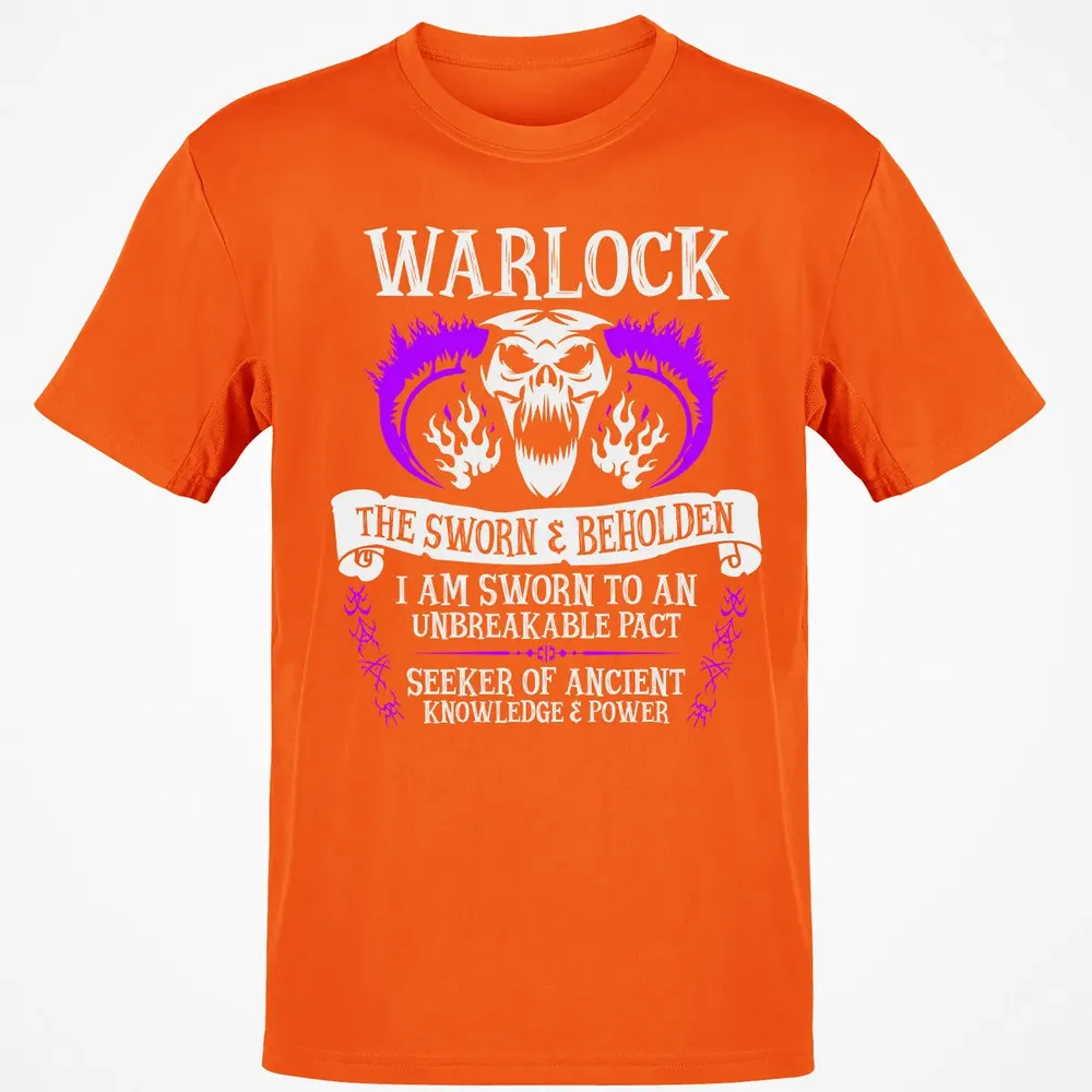 WARLOCK, THE SWORN AND BEHOLDEN   (White Text) Classic Unisex T-Shirt - 9