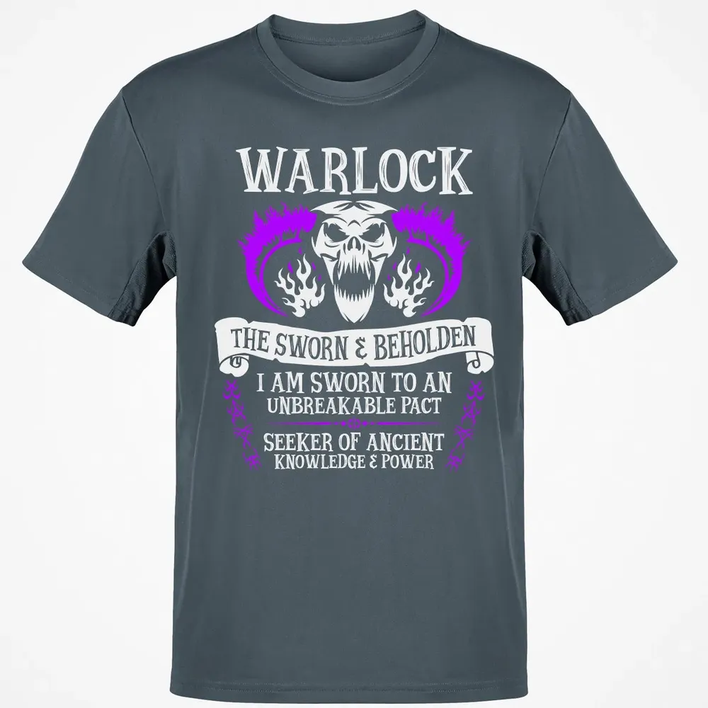 WARLOCK, THE SWORN AND BEHOLDEN   (White Text) Classic Unisex T-Shirt - 4