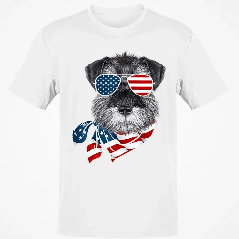American Flag Schnauzer Patriotic 4th Of July T Classic Unisex T-Shirt - 13