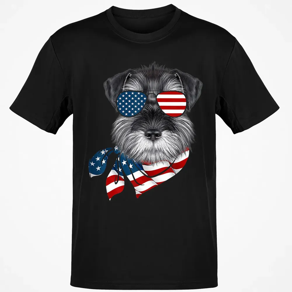 American Flag Schnauzer Patriotic 4th Of July T Classic Unisex T-Shirt - 2