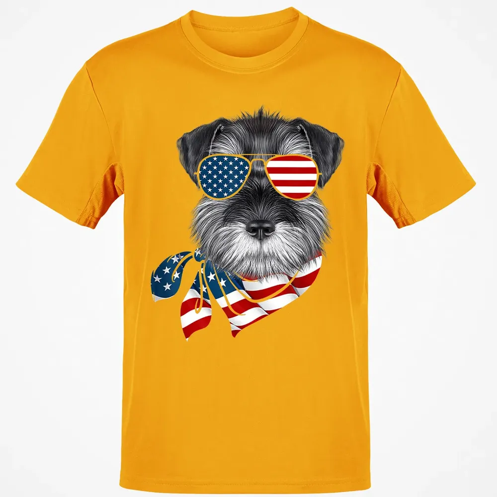 American Flag Schnauzer Patriotic 4th Of July T Classic Unisex T-Shirt - 5