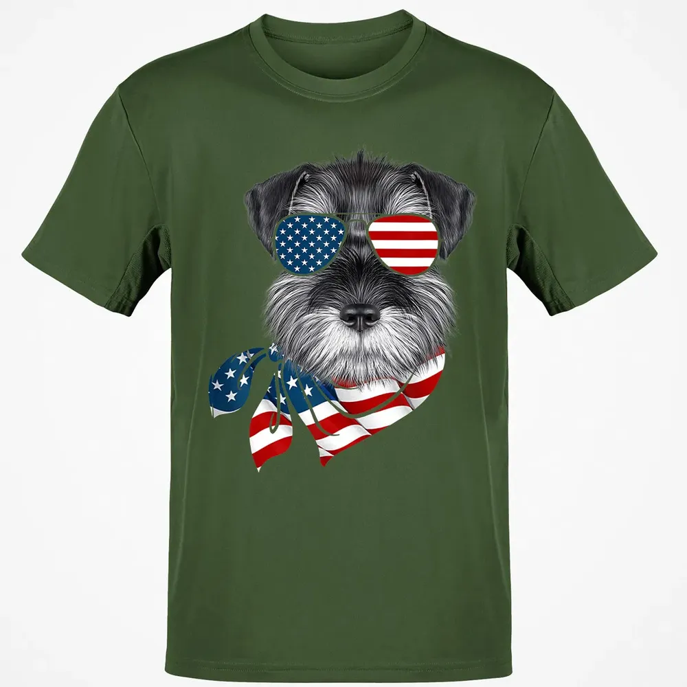 American Flag Schnauzer Patriotic 4th Of July T Classic Unisex T-Shirt - 7