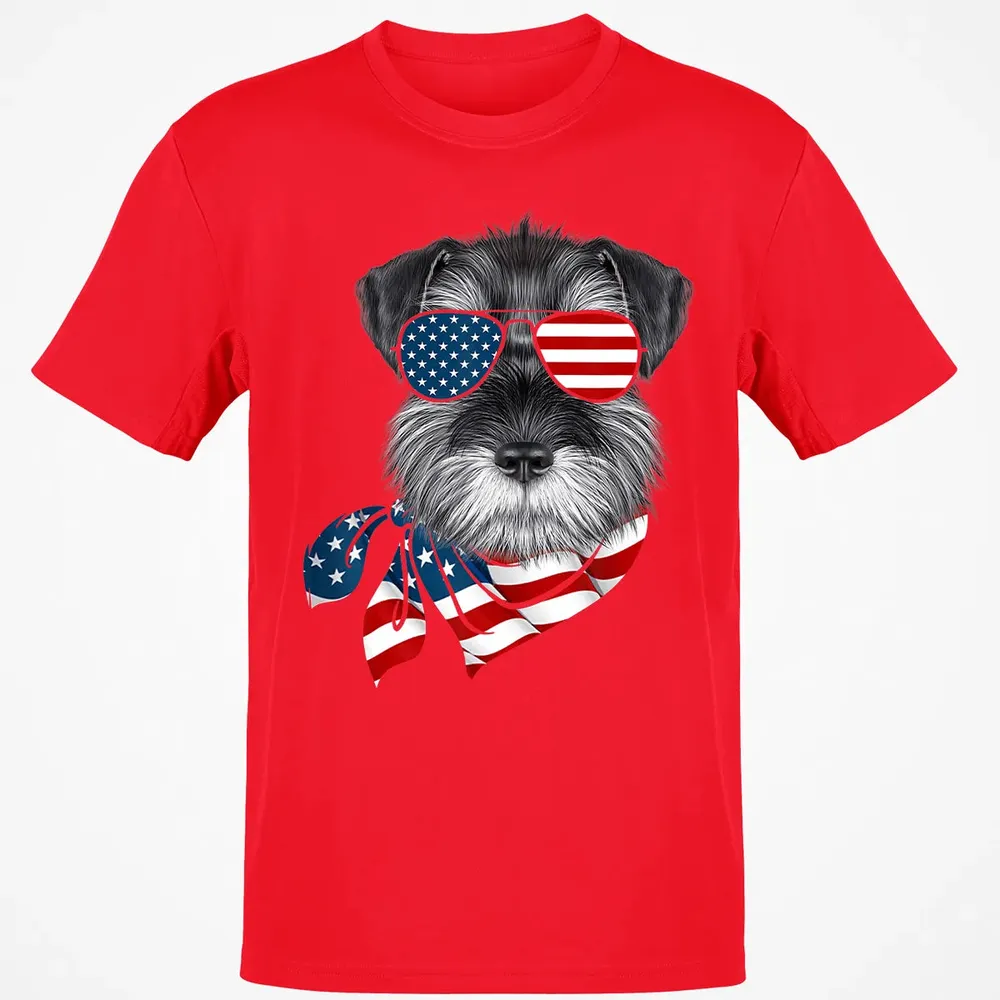American Flag Schnauzer Patriotic 4th Of July T Classic Unisex T-Shirt - 11