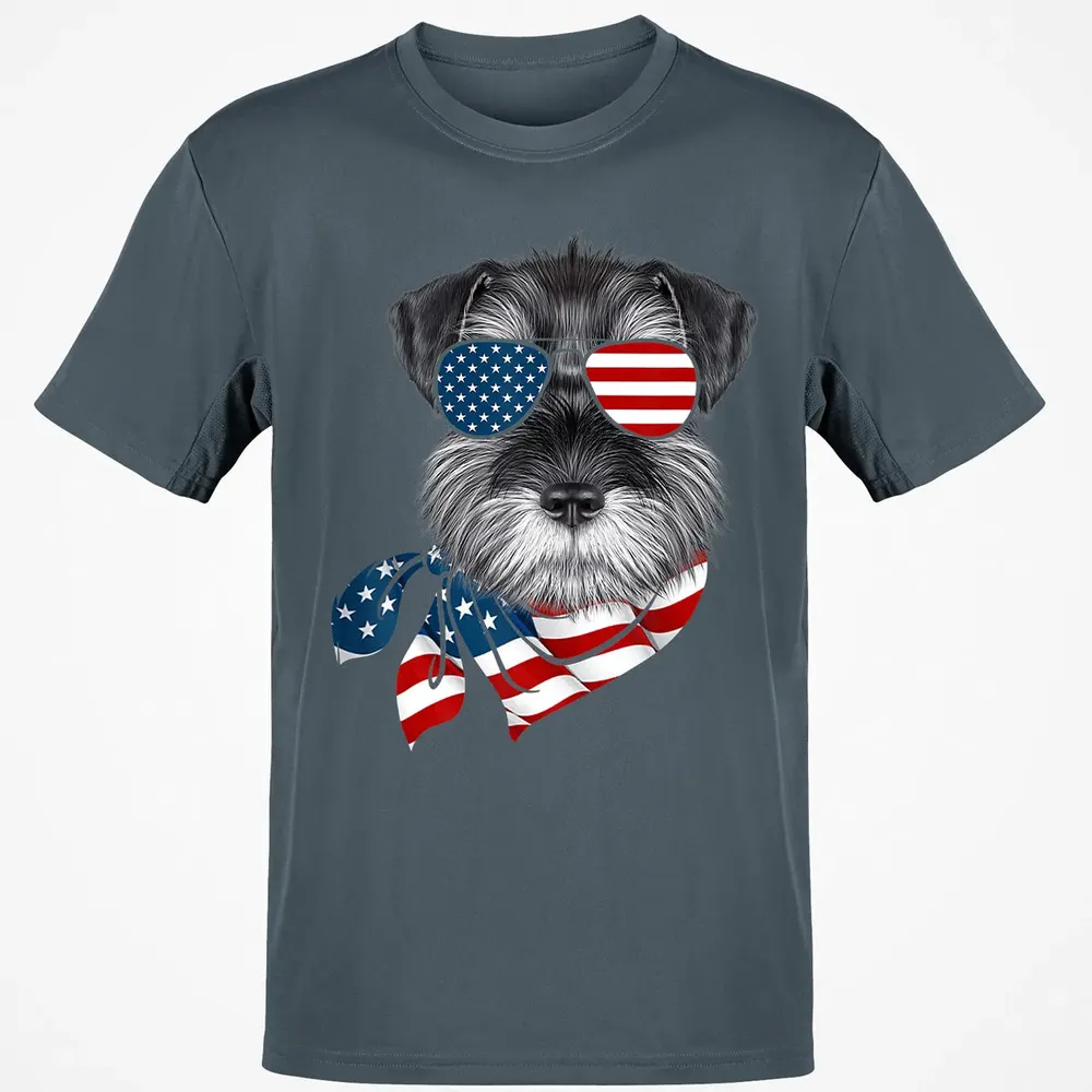 American Flag Schnauzer Patriotic 4th Of July T Classic Unisex T-Shirt - 4