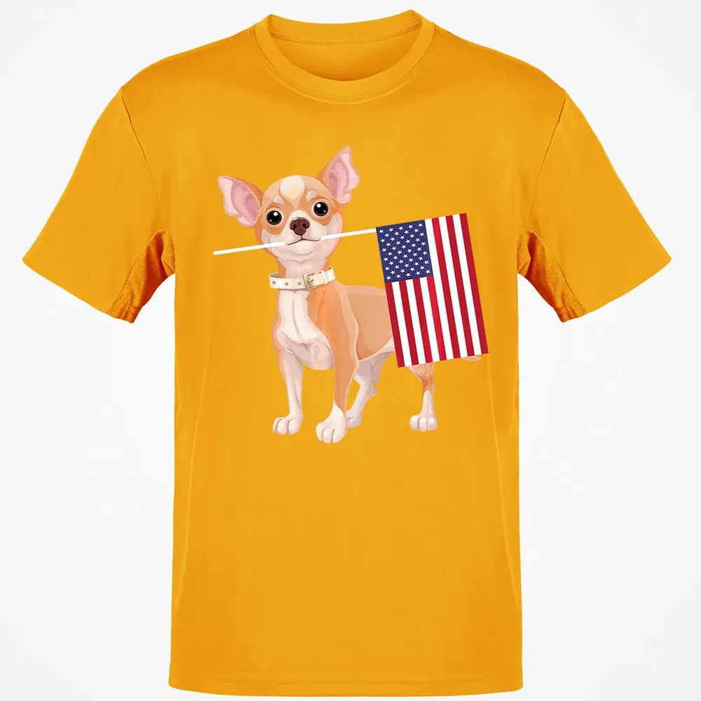 Funny Chihuahua dog American Flag Dog  4th of July Classic Unisex T-Shirt - 5
