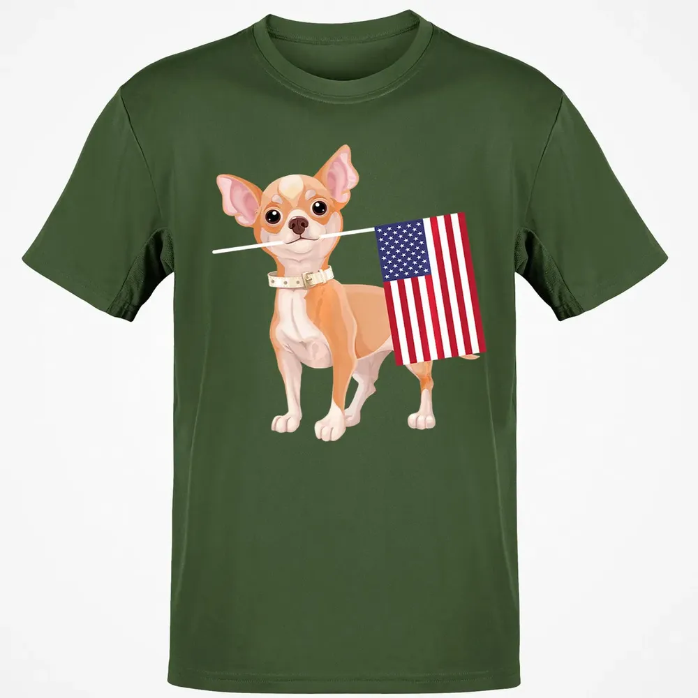 Funny Chihuahua dog American Flag Dog  4th of July Classic Unisex T-Shirt - 7
