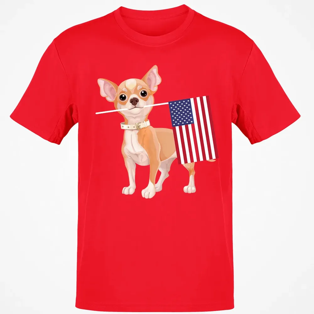 Funny Chihuahua dog American Flag Dog  4th of July Classic Unisex T-Shirt - 11