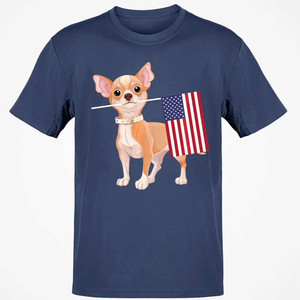 Funny Chihuahua dog American Flag Dog  4th of July Classic Unisex T-Shirt - 8