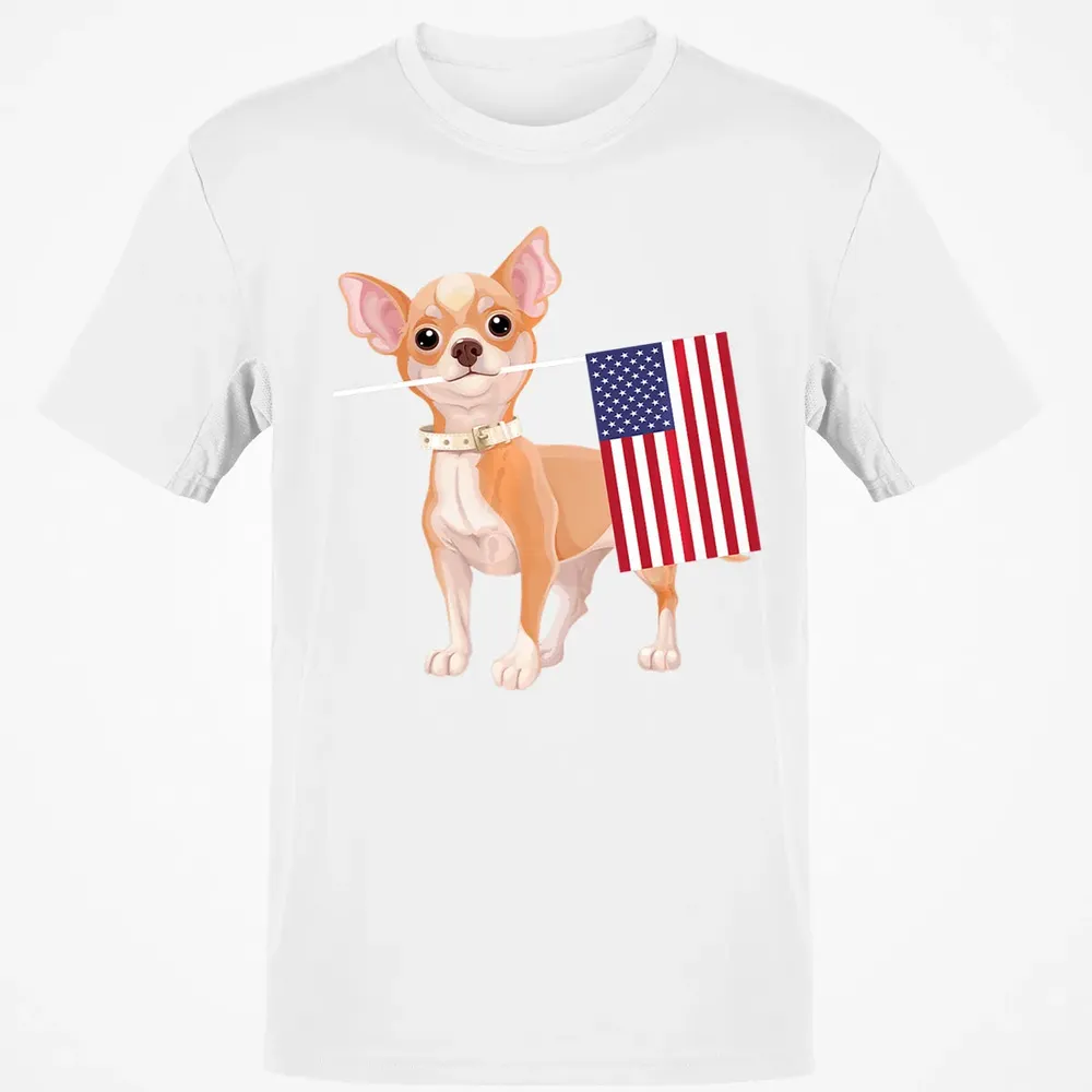 Funny Chihuahua dog American Flag Dog  4th of July Classic Unisex T-Shirt - 13