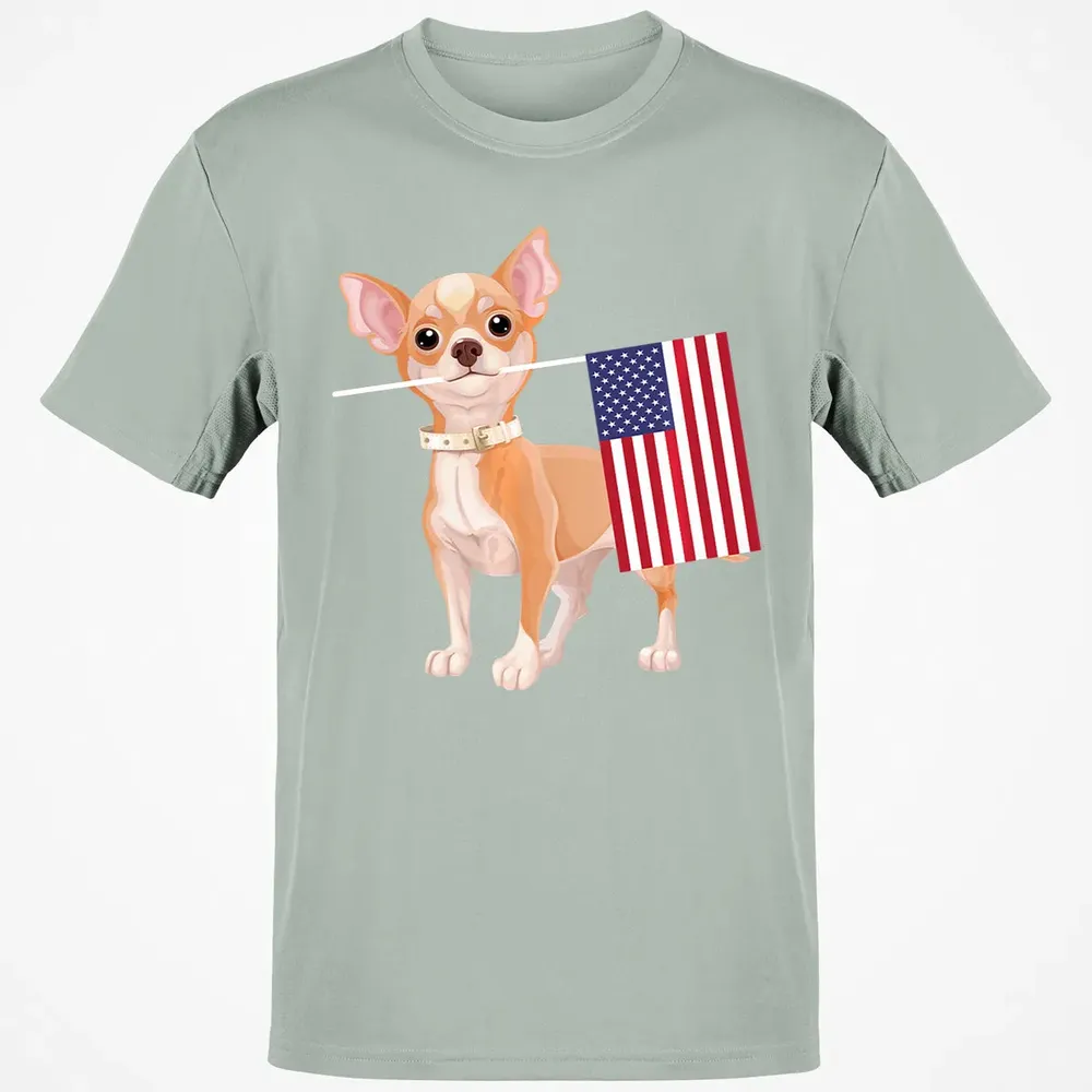 Funny Chihuahua dog American Flag Dog  4th of July Classic Unisex T-Shirt - 3