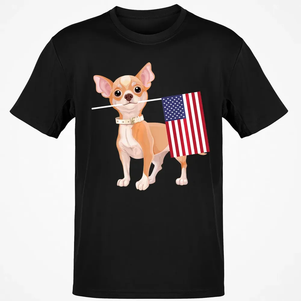 Funny Chihuahua dog American Flag Dog  4th of July Classic Unisex T-Shirt - 2