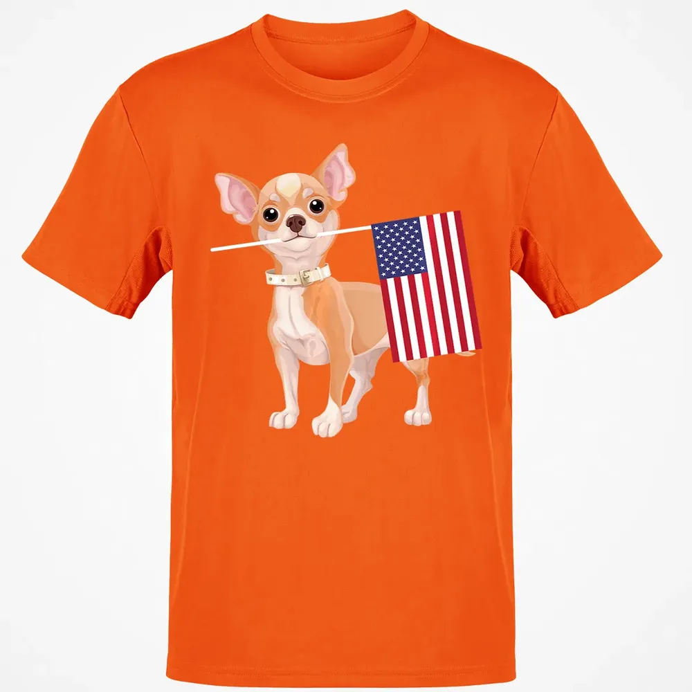 Funny Chihuahua dog American Flag Dog  4th of July Classic Unisex T-Shirt - 9