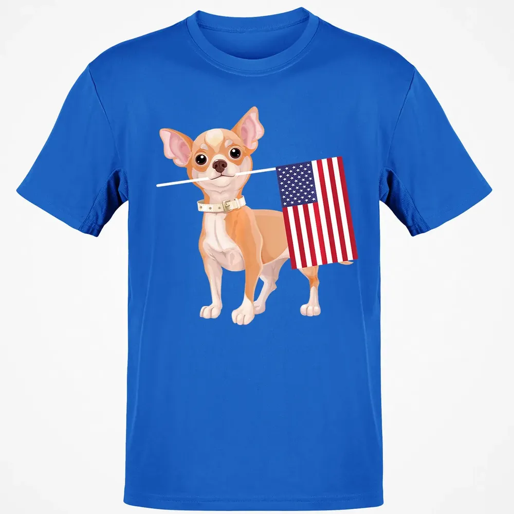 Funny Chihuahua dog American Flag Dog  4th of July Classic Unisex T-Shirt - 12