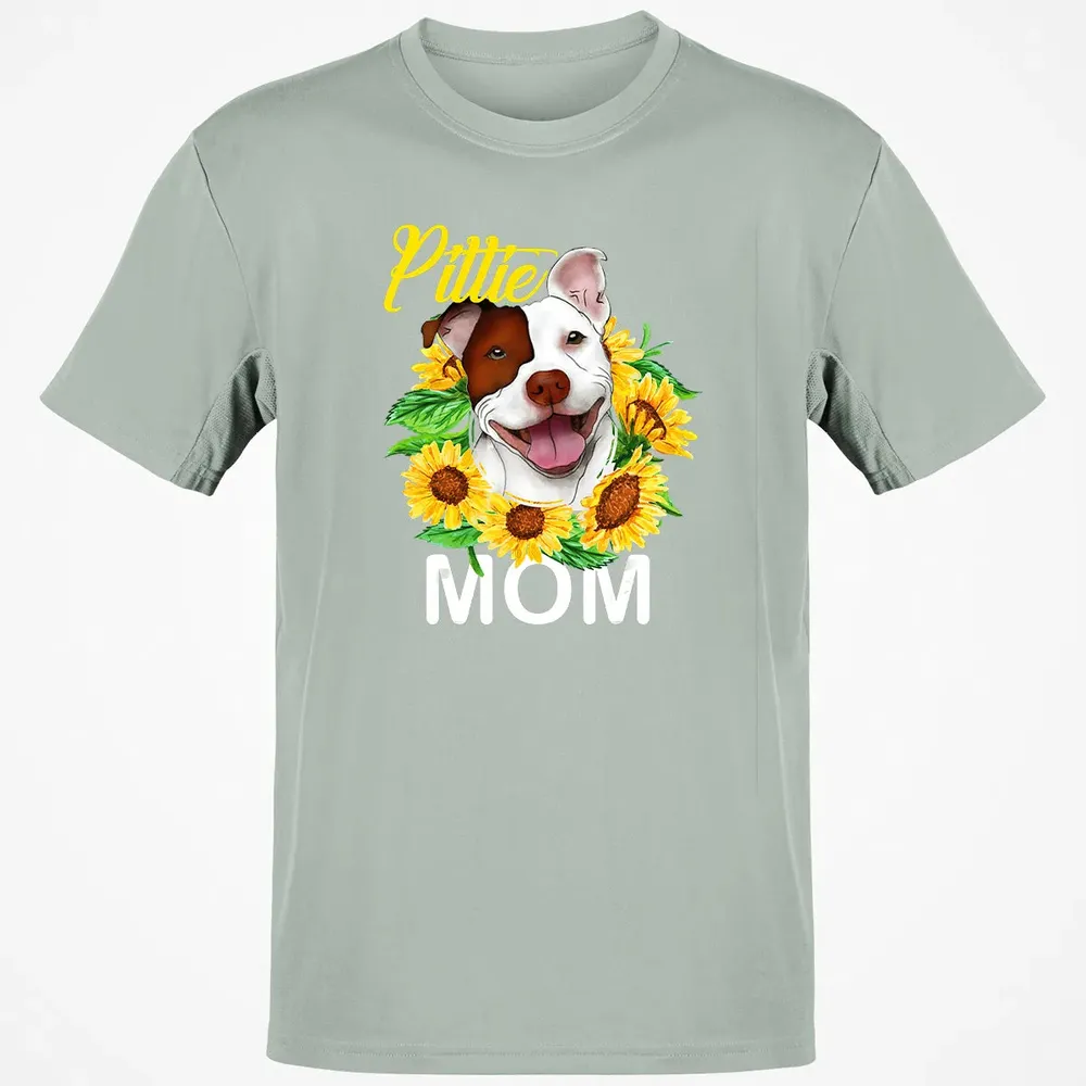 Womens Pitbull Pittie Mom Sunflower  Mothers Day Gift Classic Unisex T-Shirt - 3