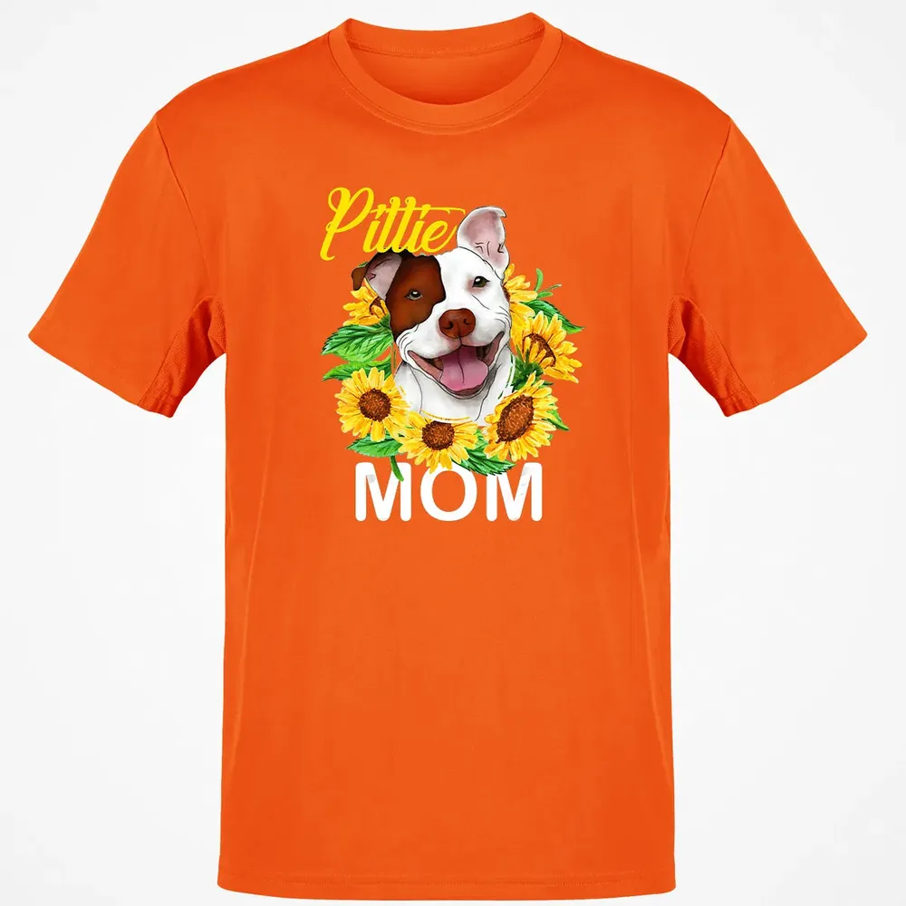 Womens Pitbull Pittie Mom Sunflower  Mothers Day Gift Classic Unisex T-Shirt - 9