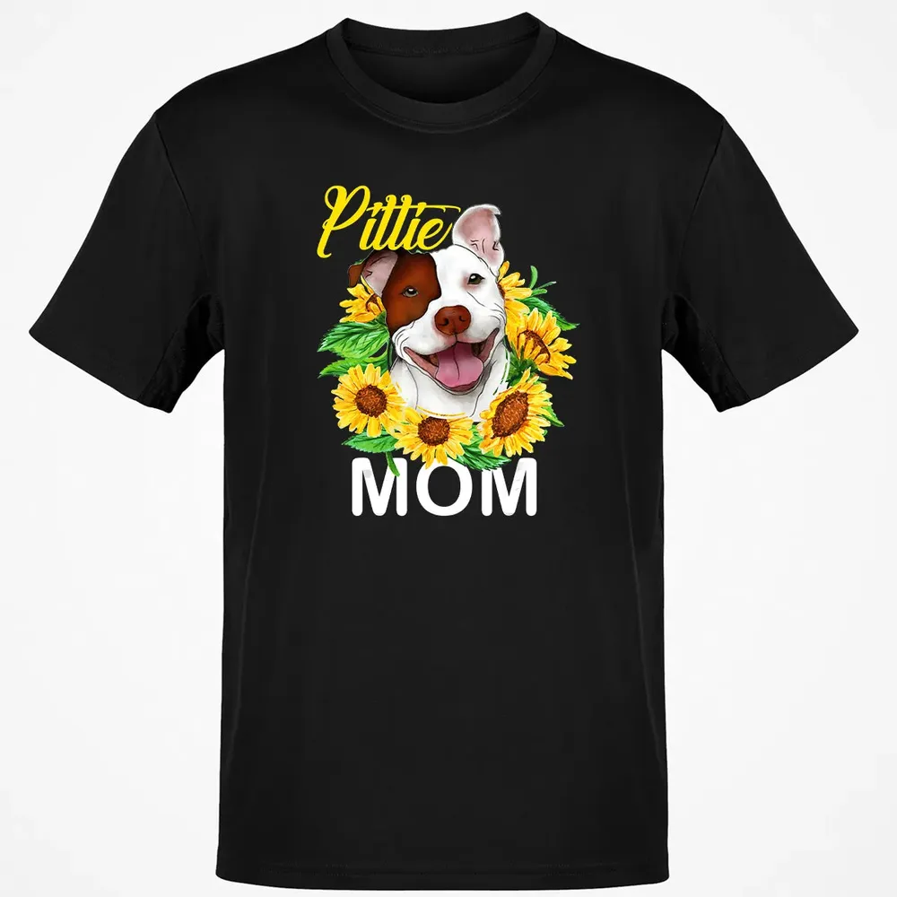 Womens Pitbull Pittie Mom Sunflower  Mothers Day Gift Classic Unisex T-Shirt - 2