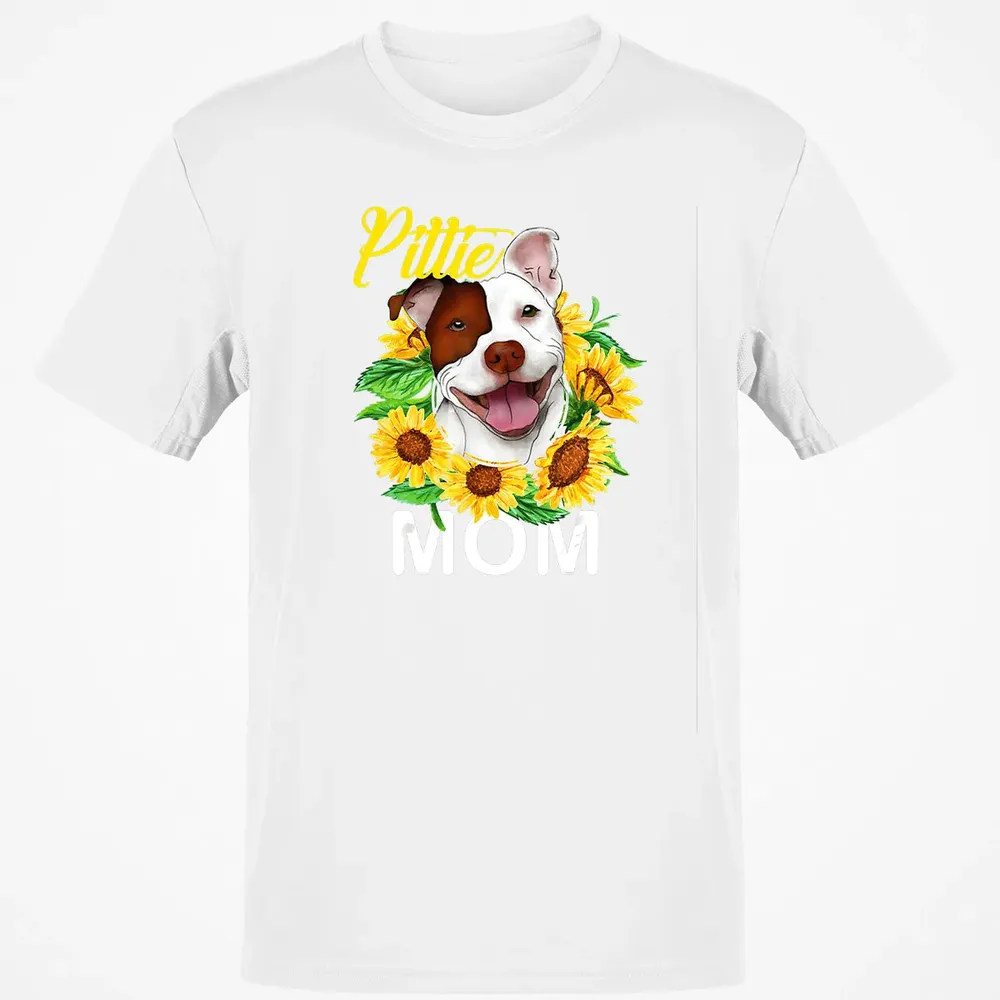 Womens Pitbull Pittie Mom Sunflower  Mothers Day Gift Classic Unisex T-Shirt - 13