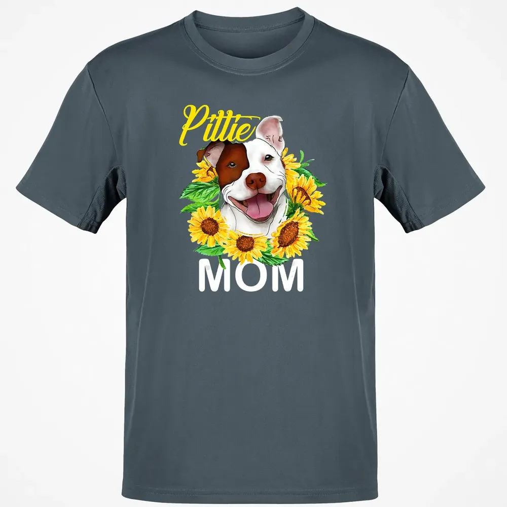 Womens Pitbull Pittie Mom Sunflower  Mothers Day Gift Classic Unisex T-Shirt - 4