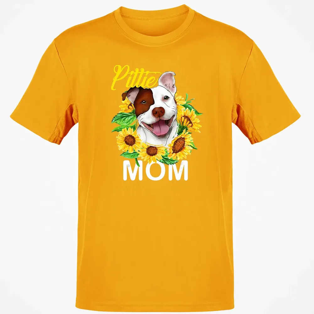 Womens Pitbull Pittie Mom Sunflower  Mothers Day Gift Classic Unisex T-Shirt - 5