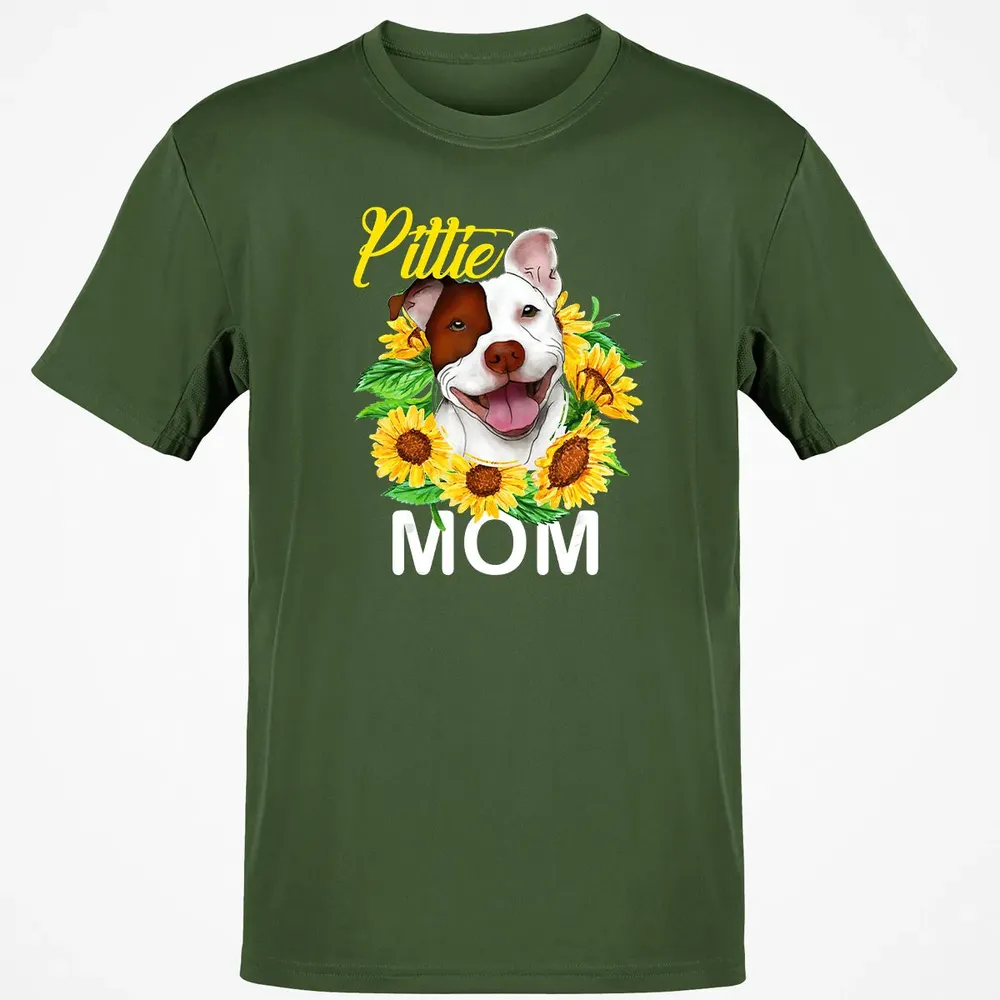 Womens Pitbull Pittie Mom Sunflower  Mothers Day Gift Classic Unisex T-Shirt - 7