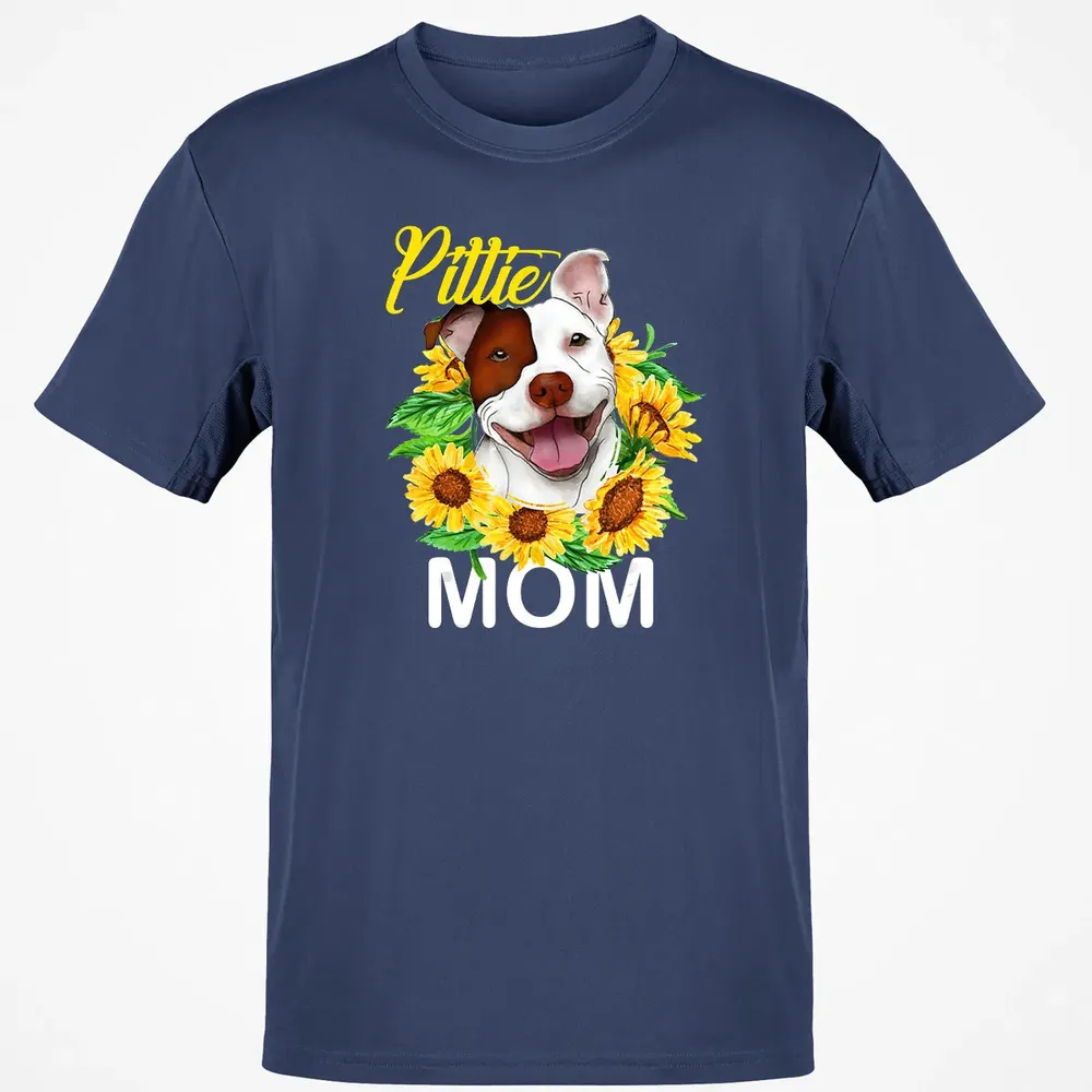 Womens Pitbull Pittie Mom Sunflower  Mothers Day Gift Classic Unisex T-Shirt - 8