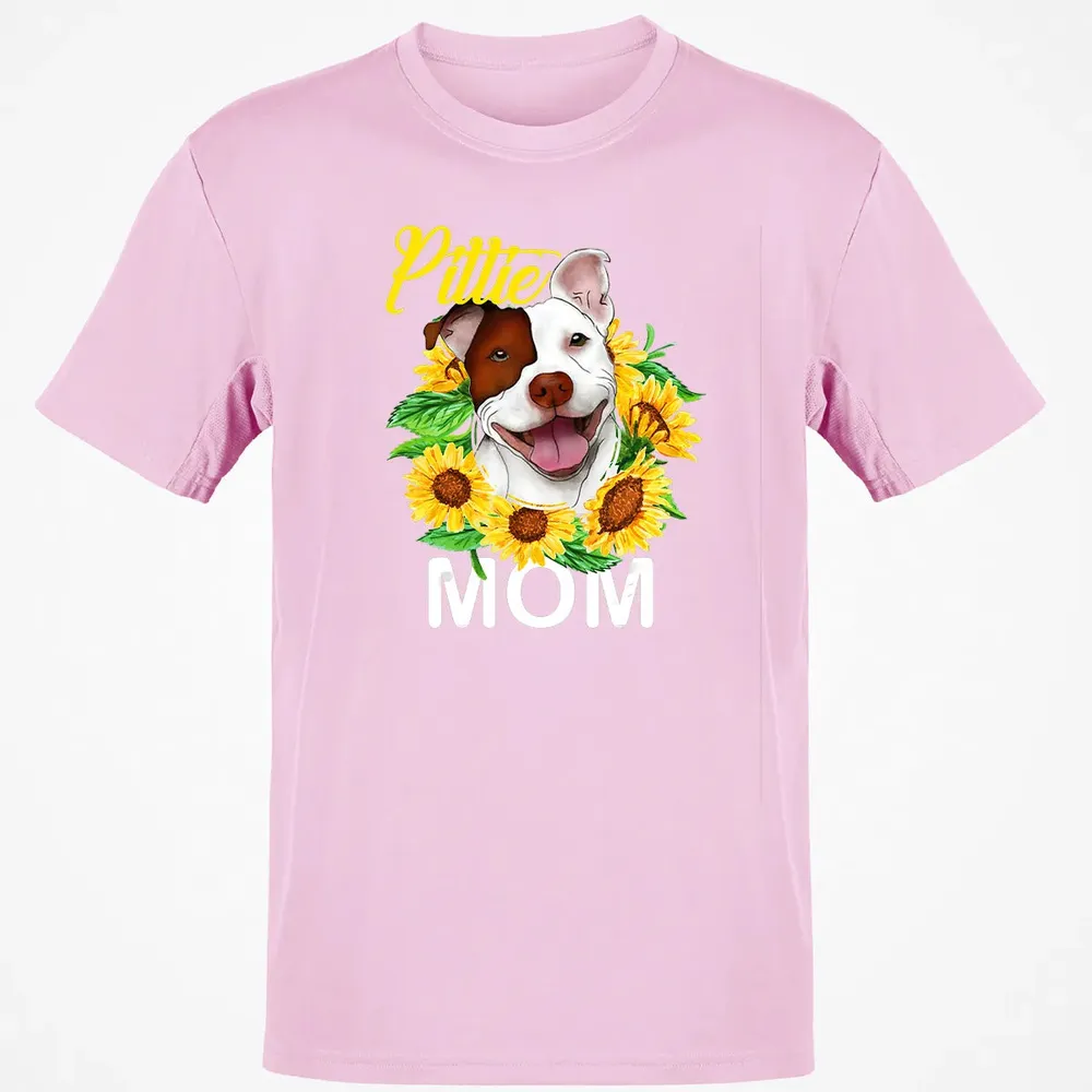 Womens Pitbull Pittie Mom Sunflower  Mothers Day Gift Classic Unisex T-Shirt - 6
