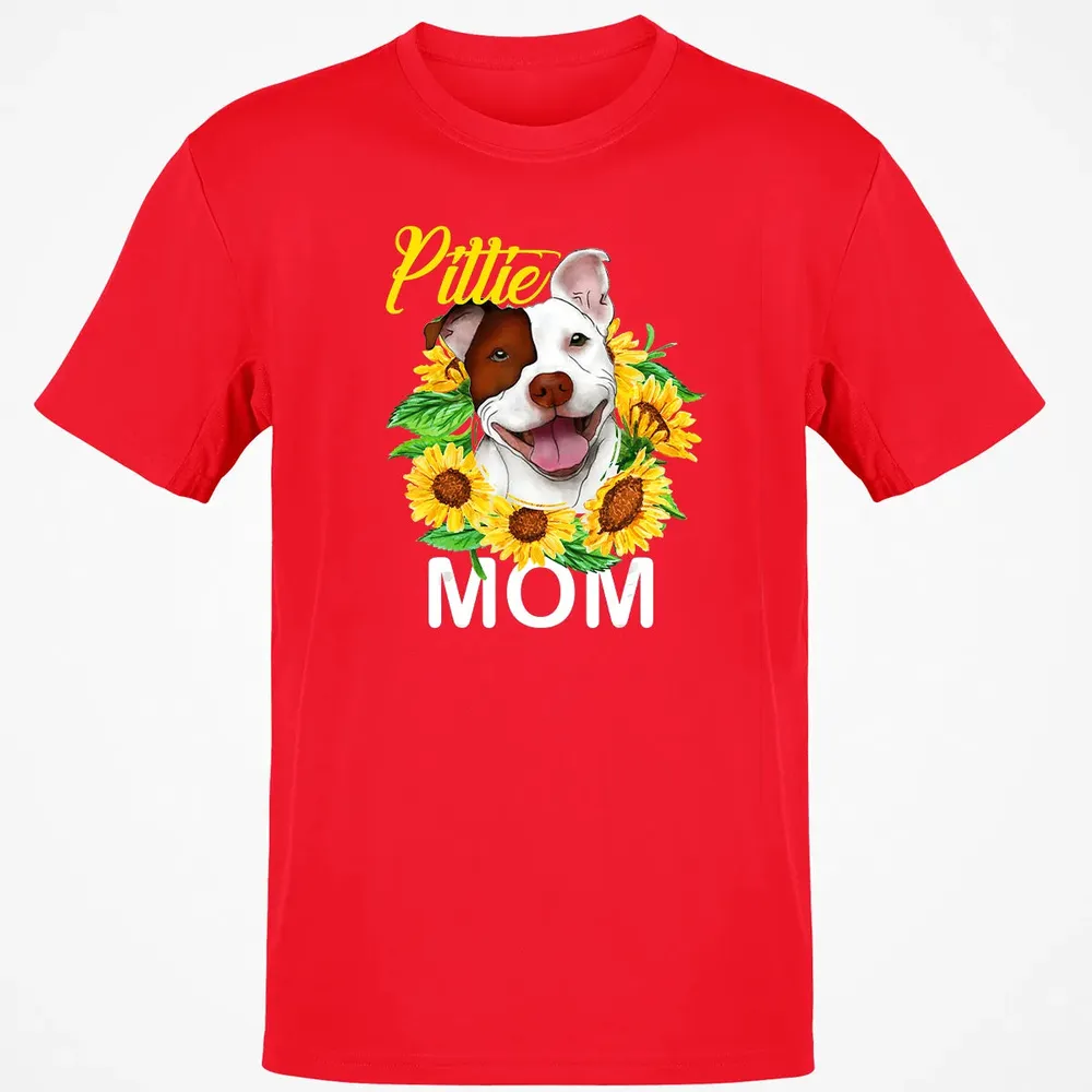 Womens Pitbull Pittie Mom Sunflower  Mothers Day Gift Classic Unisex T-Shirt - 11