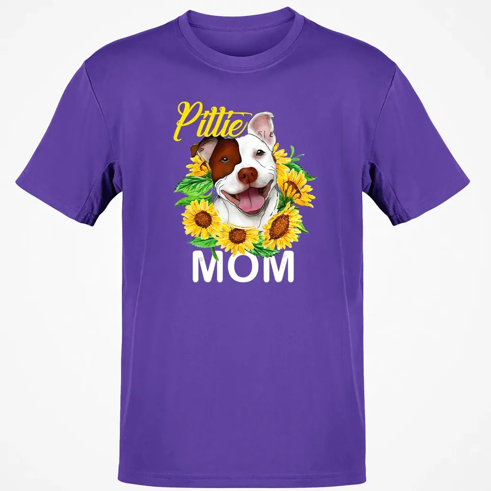 Womens Pitbull Pittie Mom Sunflower  Mothers Day Gift Classic Unisex T-Shirt - 10