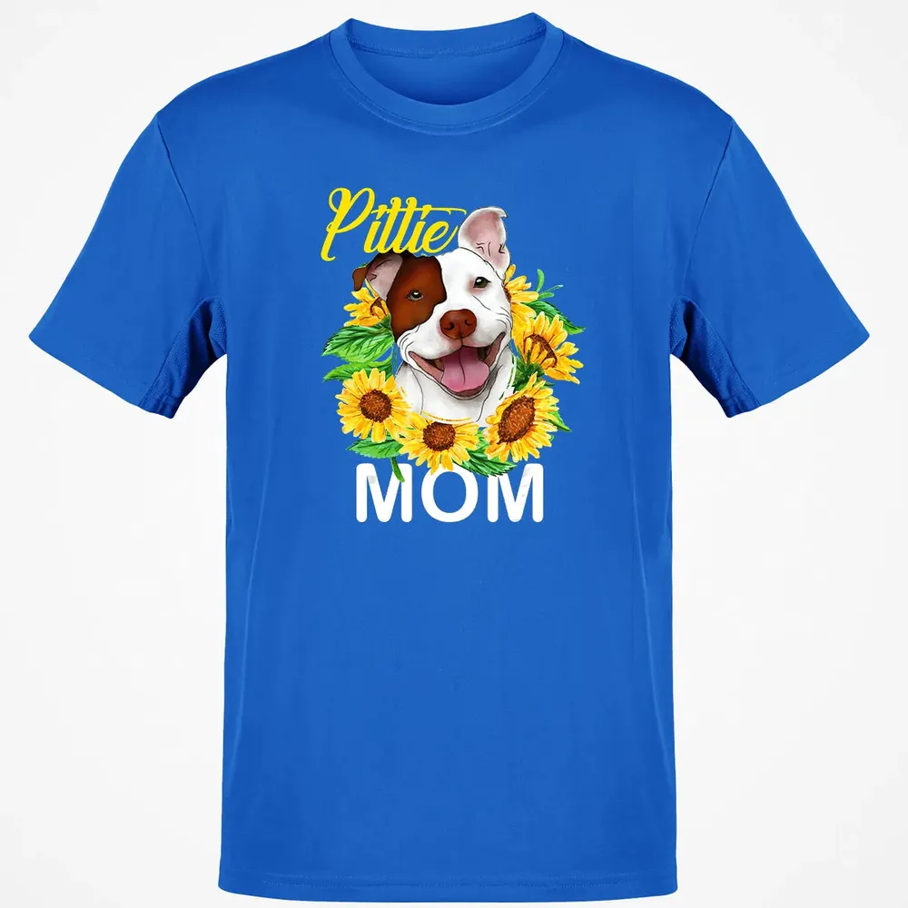 Womens Pitbull Pittie Mom Sunflower  Mothers Day Gift Classic Unisex T-Shirt - 12
