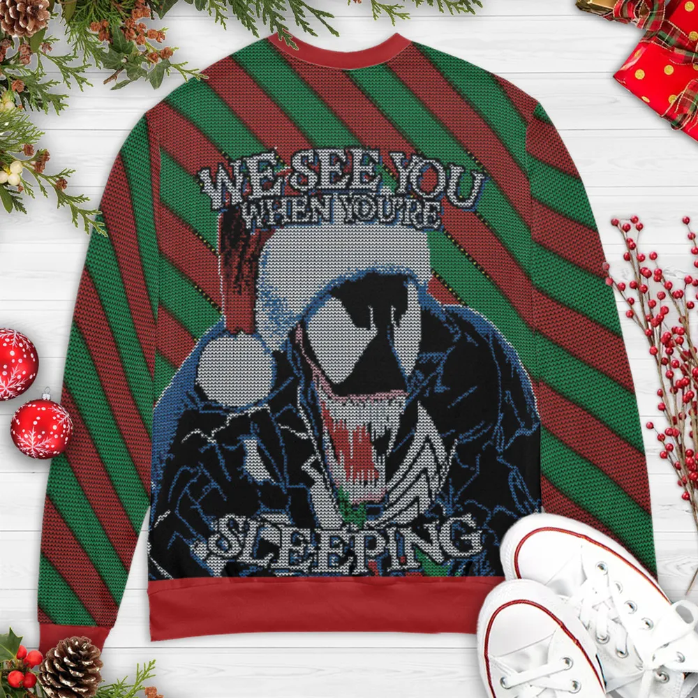Venom See You When You're Sleeping Ugly Christmas Sweatshirt - 4