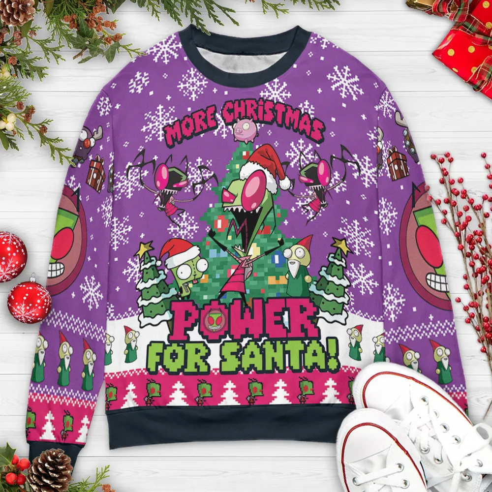 Power For Santa Invader Zim Ugly Christmas Sweatshirt - 3