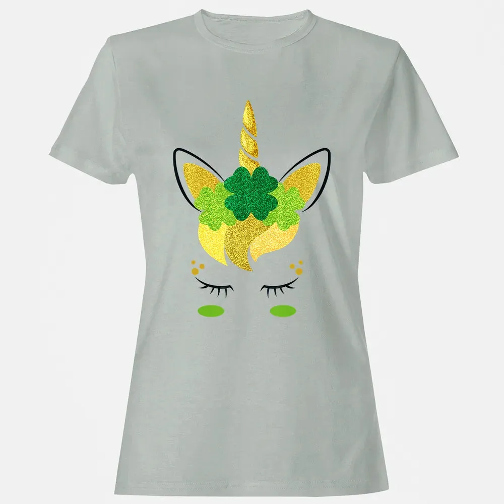 Unicorn Face St Patrick's Day Irish Girls Kids Women's T-shirt - 2