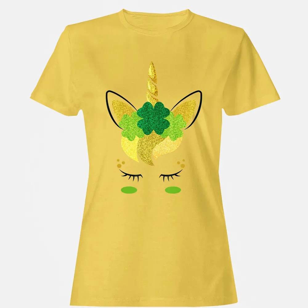 Unicorn Face St Patrick's Day Irish Girls Kids Women's T-shirt - 4
