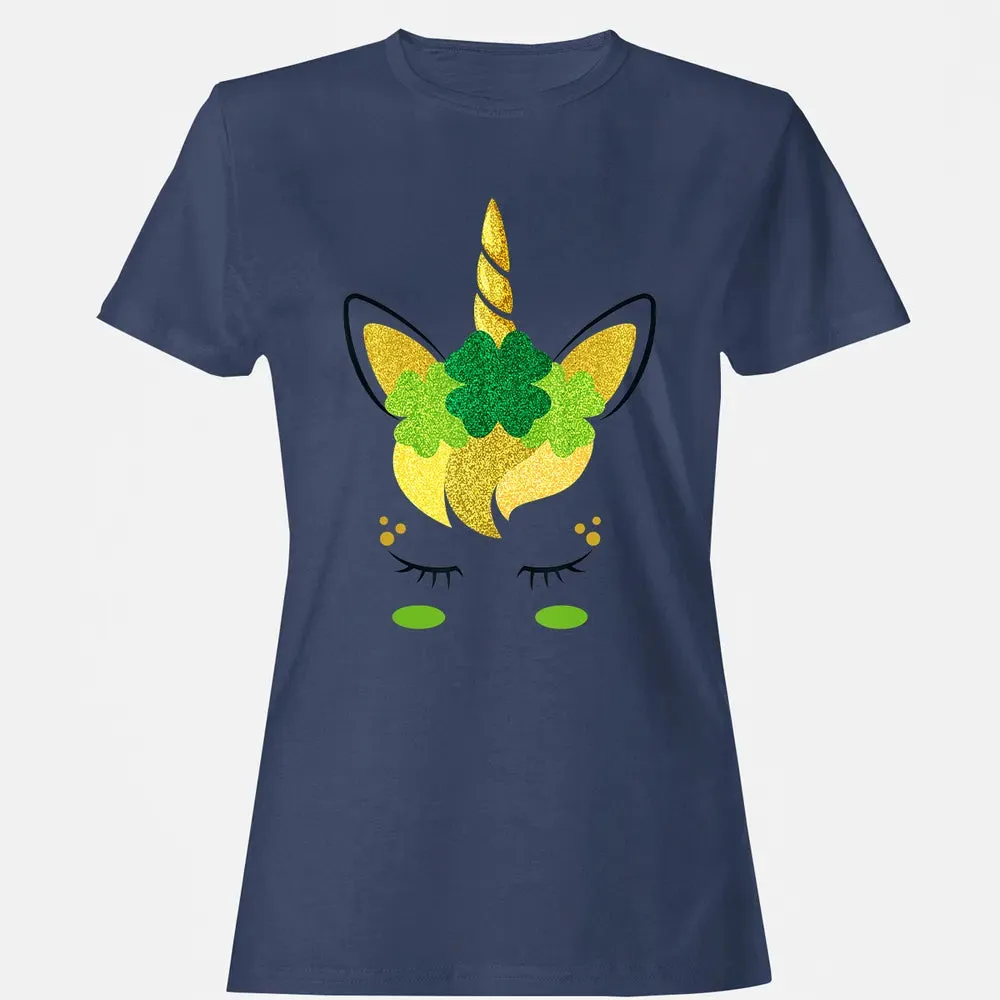 Unicorn Face St Patrick's Day Irish Girls Kids Women's T-shirt - 10