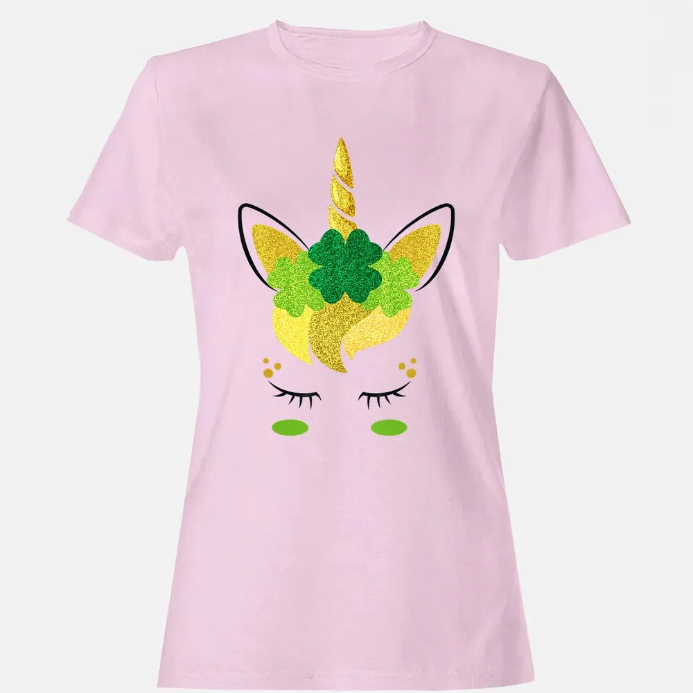 Unicorn Face St Patrick's Day Irish Girls Kids Women's T-shirt - 9