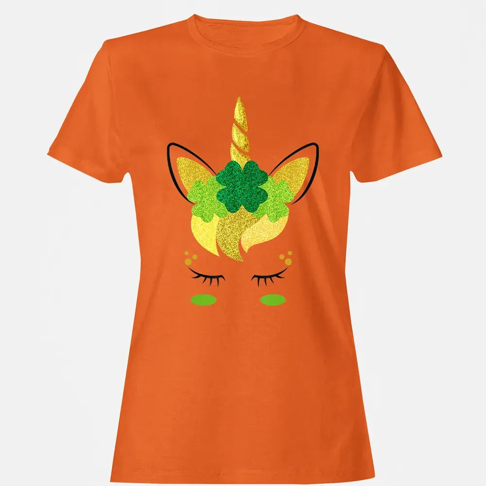 Unicorn Face St Patrick's Day Irish Girls Kids Women's T-shirt - 11