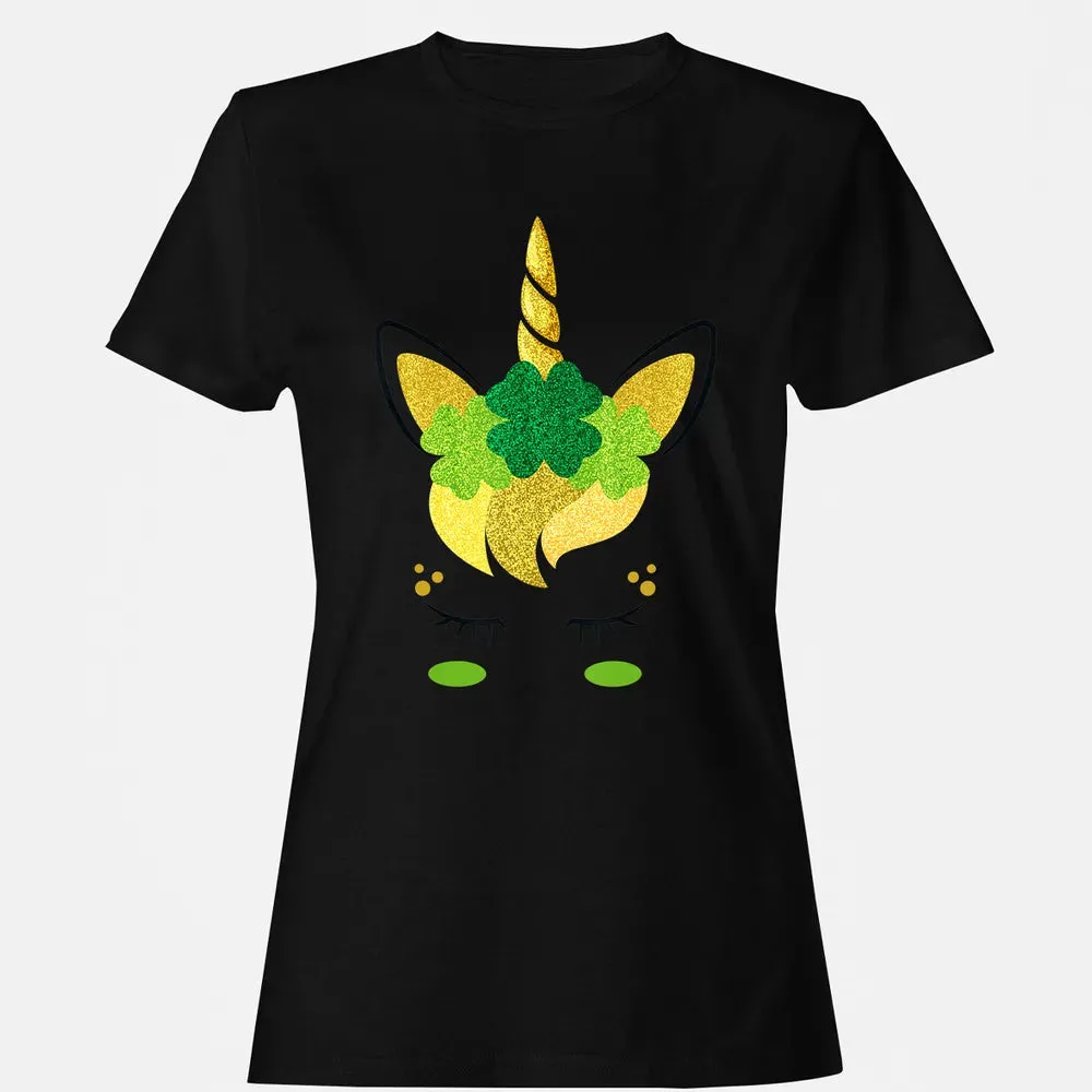 Unicorn Face St Patrick's Day Irish Girls Kids Women's T-shirt - 16