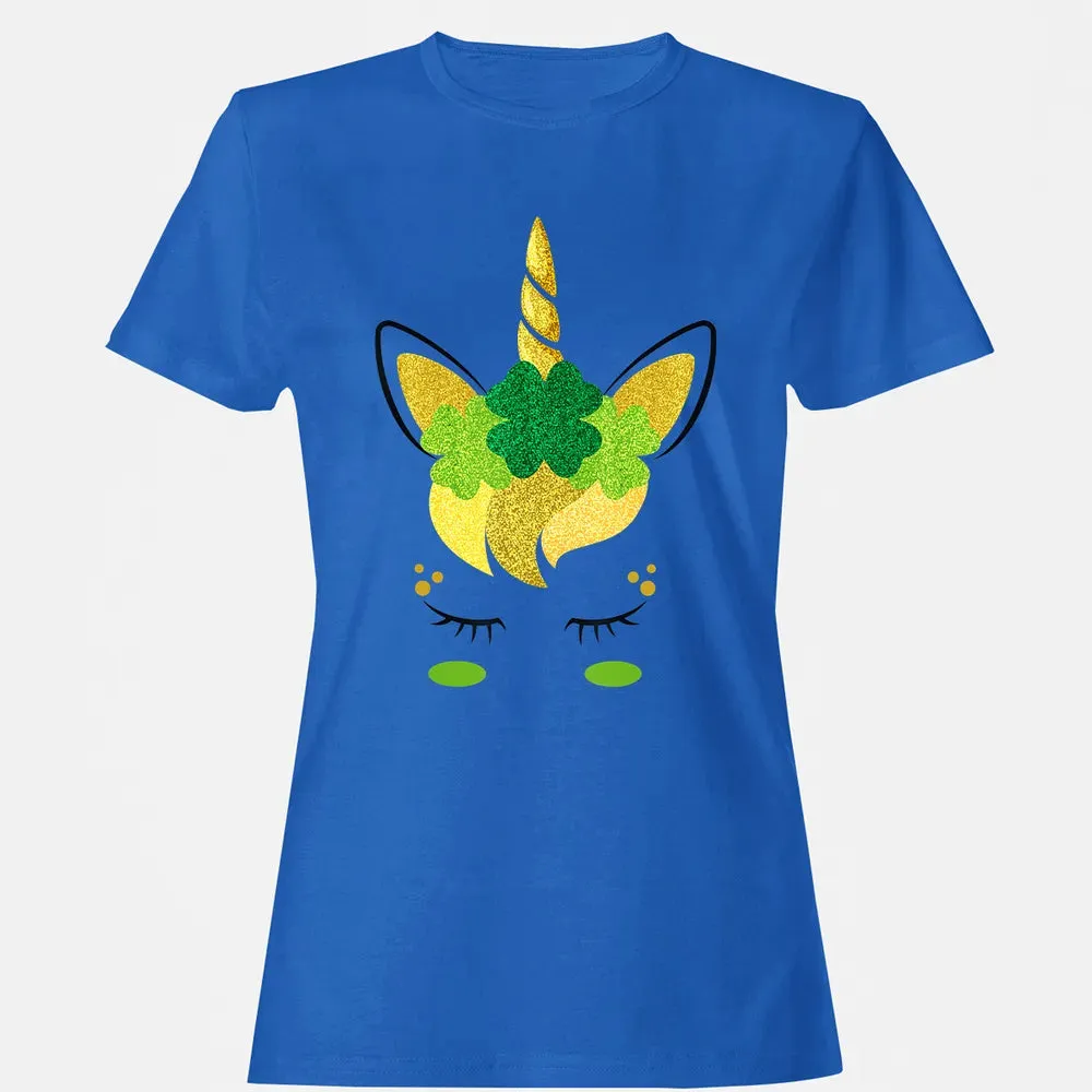 Unicorn Face St Patrick's Day Irish Girls Kids Women's T-shirt - 14