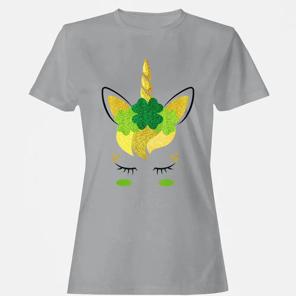 Unicorn Face St Patrick's Day Irish Girls Kids Women's T-shirt - 15