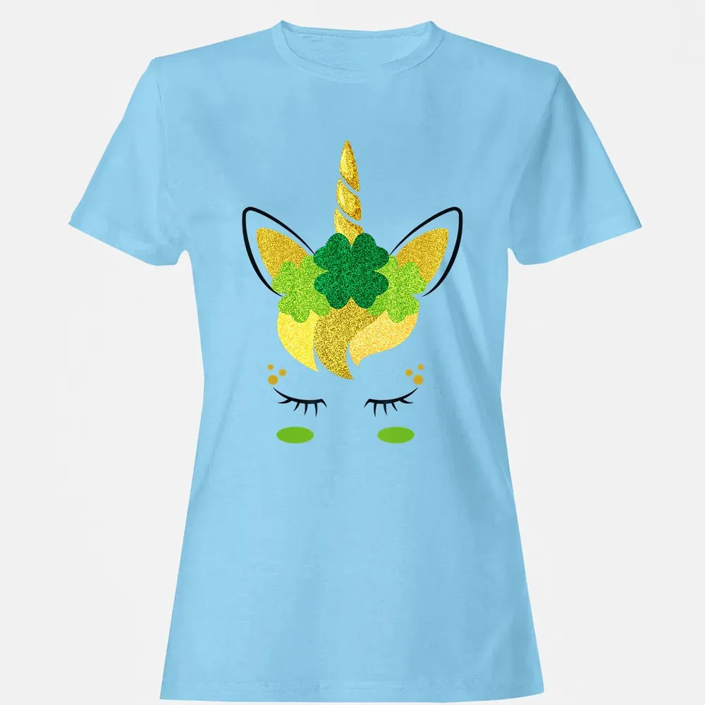 Unicorn Face St Patrick's Day Irish Girls Kids Women's T-shirt - 8
