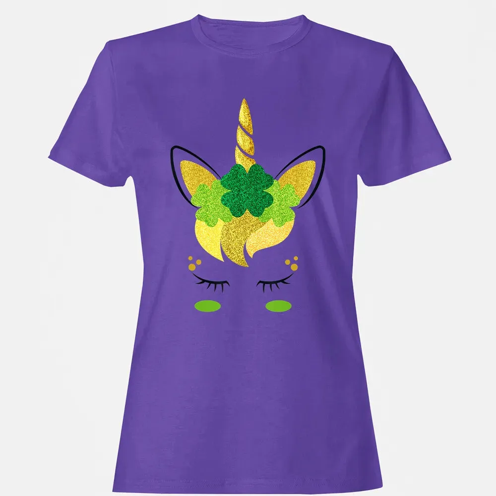 Unicorn Face St Patrick's Day Irish Girls Kids Women's T-shirt - 12