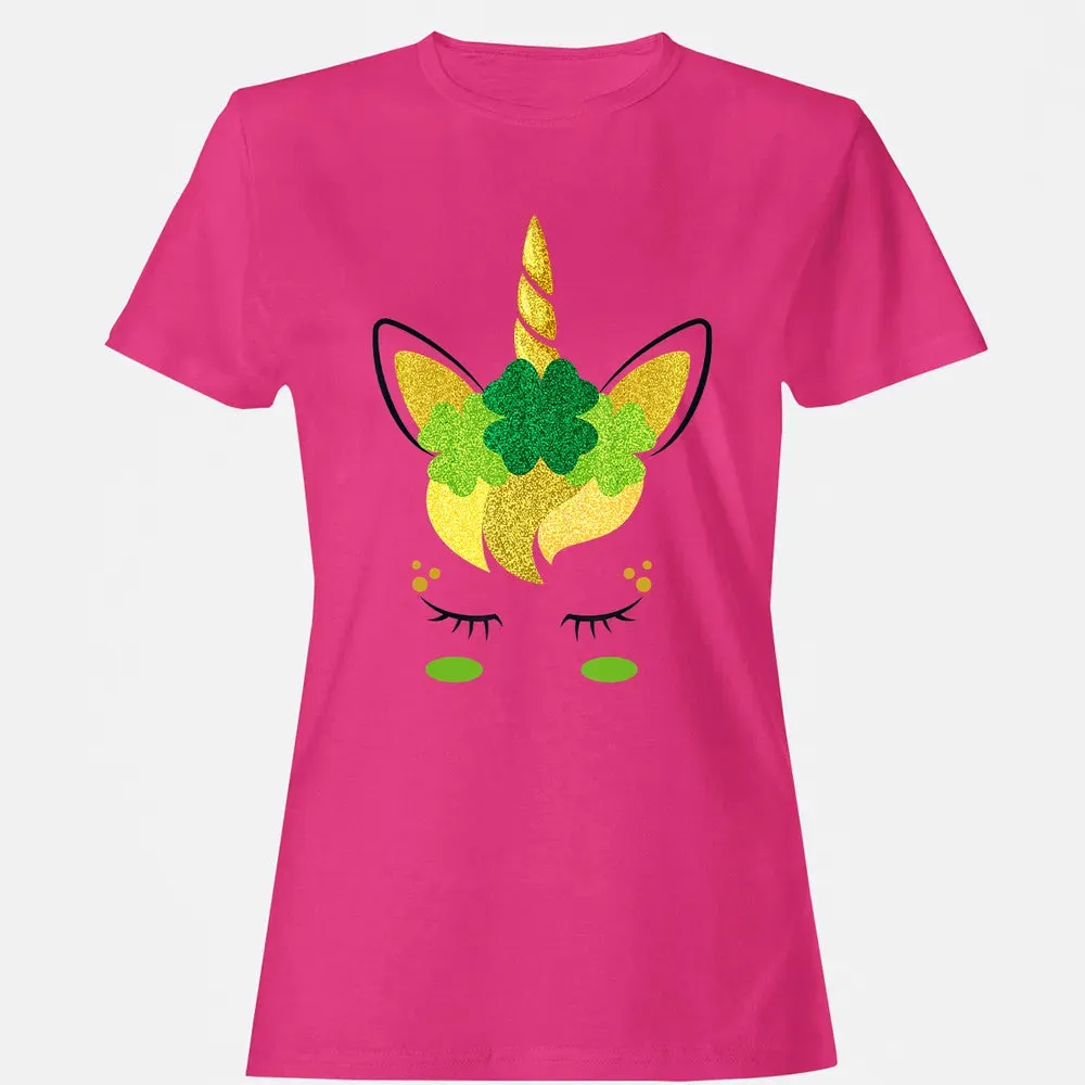 Unicorn Face St Patrick's Day Irish Girls Kids Women's T-shirt - 6
