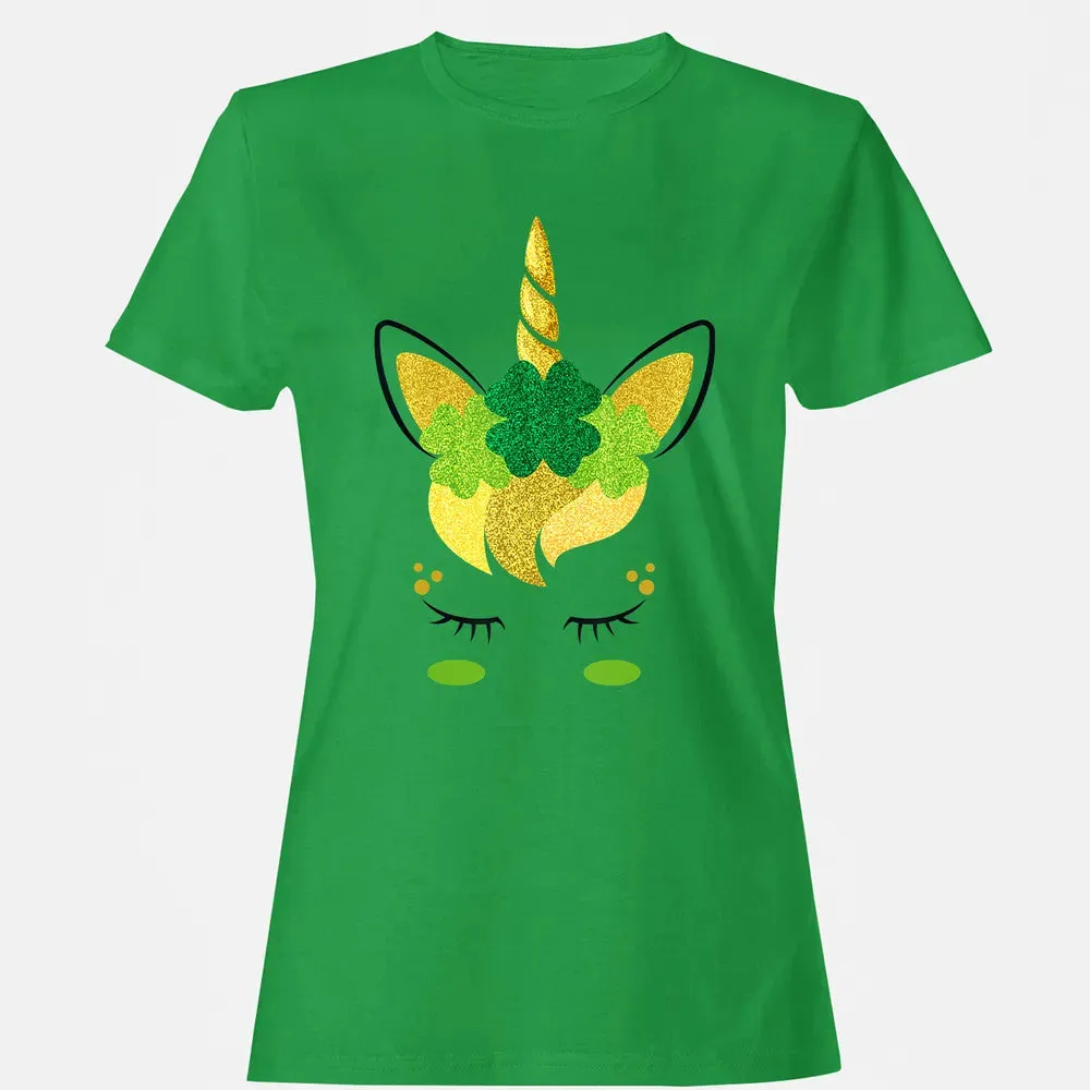 Unicorn Face St Patrick's Day Irish Girls Kids Women's T-shirt - 7