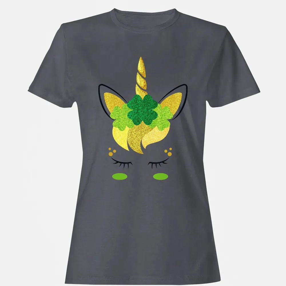 Unicorn Face St Patrick's Day Irish Girls Kids Women's T-shirt - 5