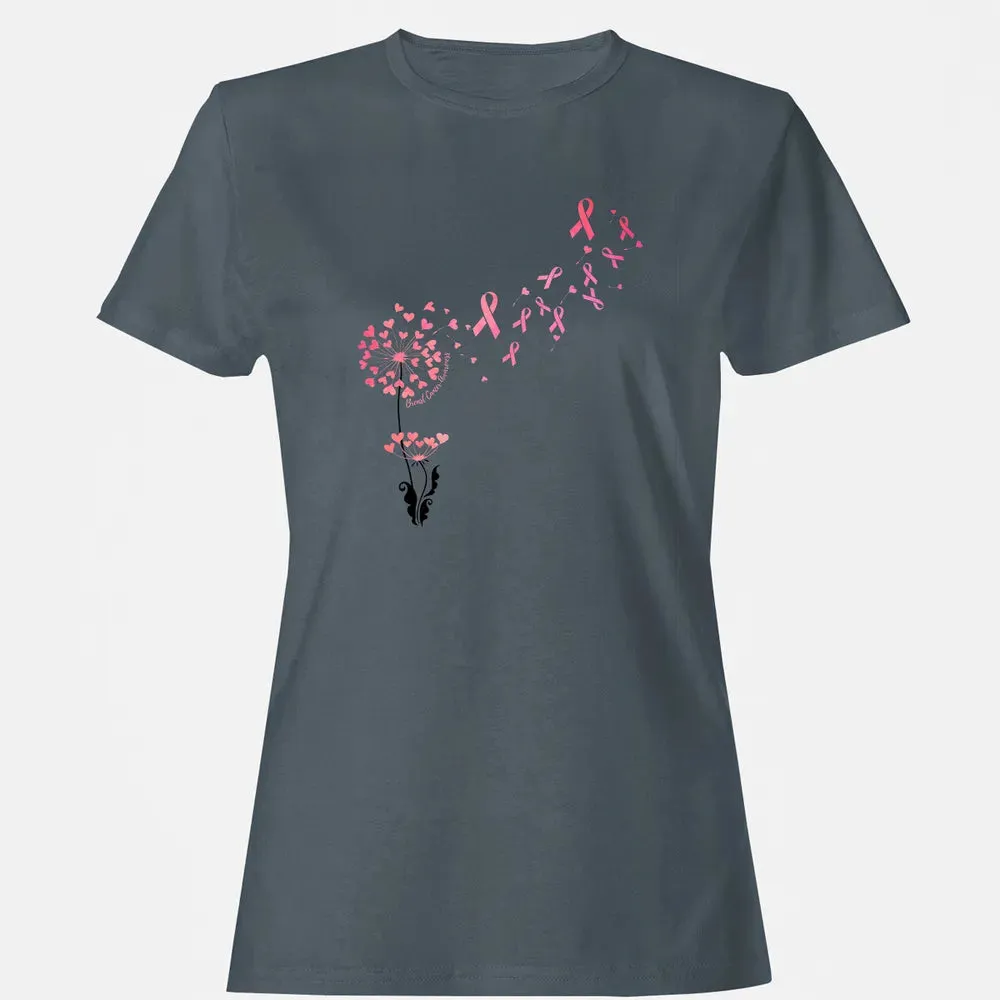 Flower Heart Dandelion Funny Breast Cancer Awareness Women's T-shirt - 3