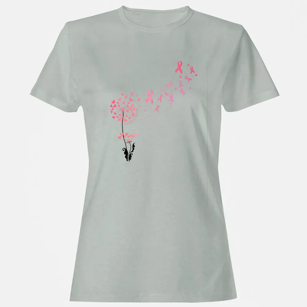 Flower Heart Dandelion Funny Breast Cancer Awareness Women's T-shirt - 2